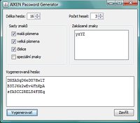 Náhled okna programu AIKEN Password Generator