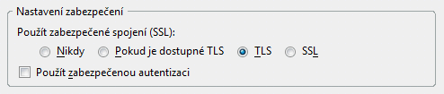 Šifrování TLS pro stahování pošty v programu Mozilla Thunderbird